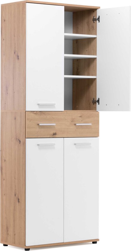 Badkamerkolom 4 Deuren 1 Lade en Nissen L50,5 cm Wit - Bikini