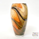 Vase Design Ovale - Fidrio INDIAN SUMMER - vase à fleurs en verre soufflé à la bouche - hauteur 30 cm