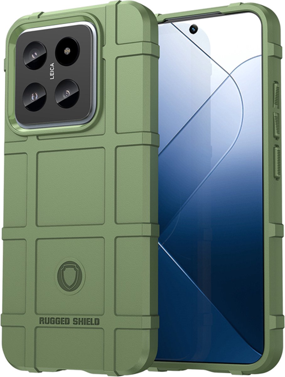 MobyDefend Hoesje - Geschikt voor Xiaomi 14 - Rugged Shield TPU Backcover - Groen