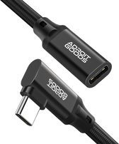 Bol.com AdroitGoods Usb-C Verlengkabel Haaks - 10Gbps - 4K@60Hz - Female naar Male Kabel - 300cm - Verlenging - Zwart aanbieding