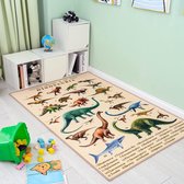 Jackson vloerkleed kinderspeelmat dinosaurus 100 x 150 cm kruipmat kinderkamertapijt dino speelmat wasbaar dinomotief vloerkleed kortpolig kleurvast