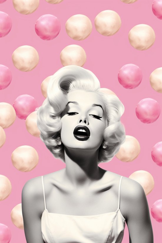 Marilyn Monroe Poster | Roze Vintage | Huisdeco | 61x91cm | Wanddecoratie | Muurposter | YR | Geschikt om in te lijsten