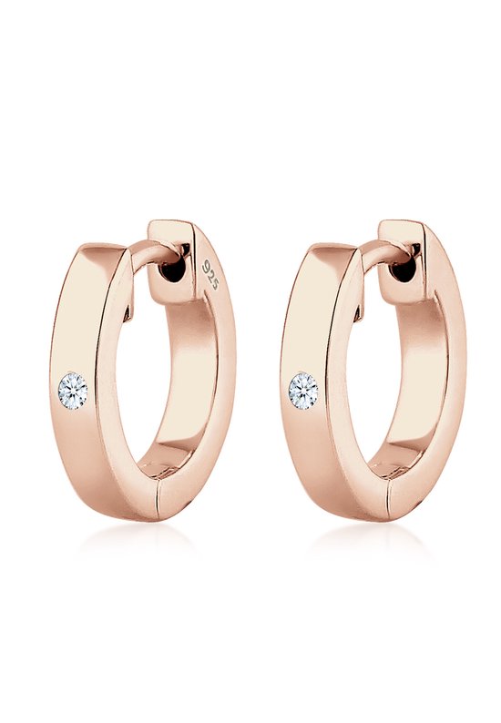Elli PREMIUM Boucles d'oreilles pour femme Créole Basic Diamant (0,03 ct.) en Argent sterling 925