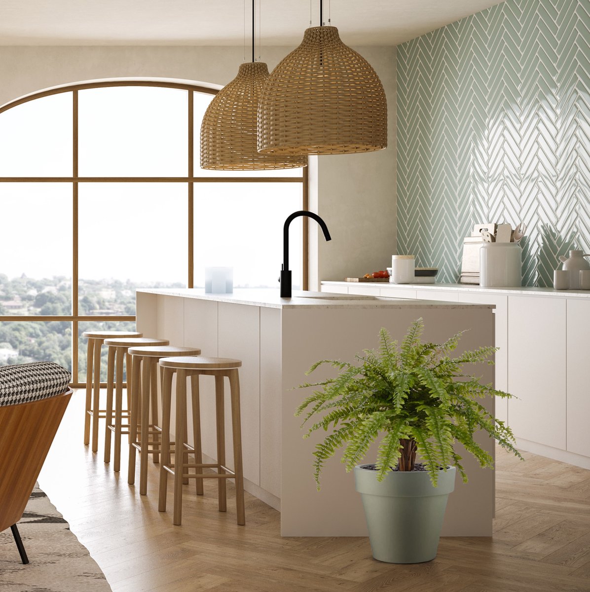 maxifleur Kunstplanten Boston Varen XL kunstplant Deluxe 90cm Groen
