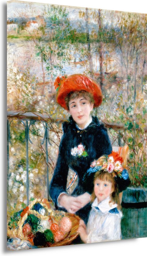 Op het Terras - Pierre-Auguste Renoir schilderij - Personen wanddecoratie - Schilderijen canvas Onderwerp - Wanddecoratie klassiek - Canvas schilderijen - Wanddecoratie slaapkamer 60x90 cm