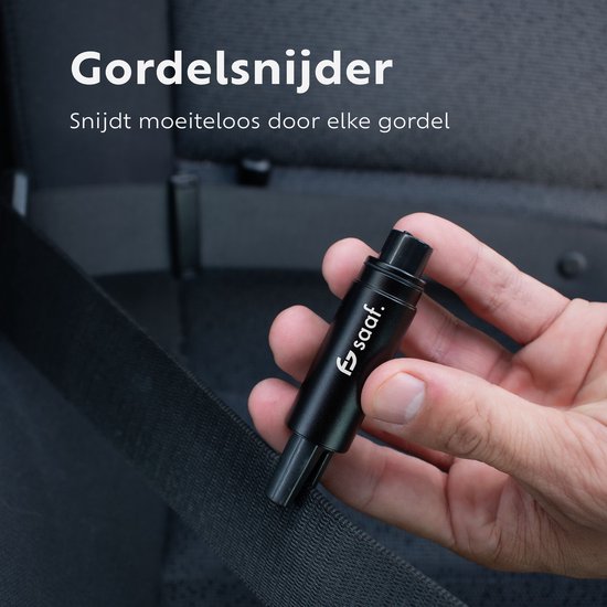 Veiligheidshamer - Gordelsnijder - Zelfklevende Houder - Incl. Testglas - Compact en Krachtig - van Saaf