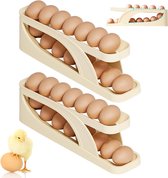 Eierhouder, koelkast, 2 stuks Automatische eierhouder, eierhouder, biedt plaats aan ongeveer 30 eieren en kan worden gebruikt in de koelkast en de keuken