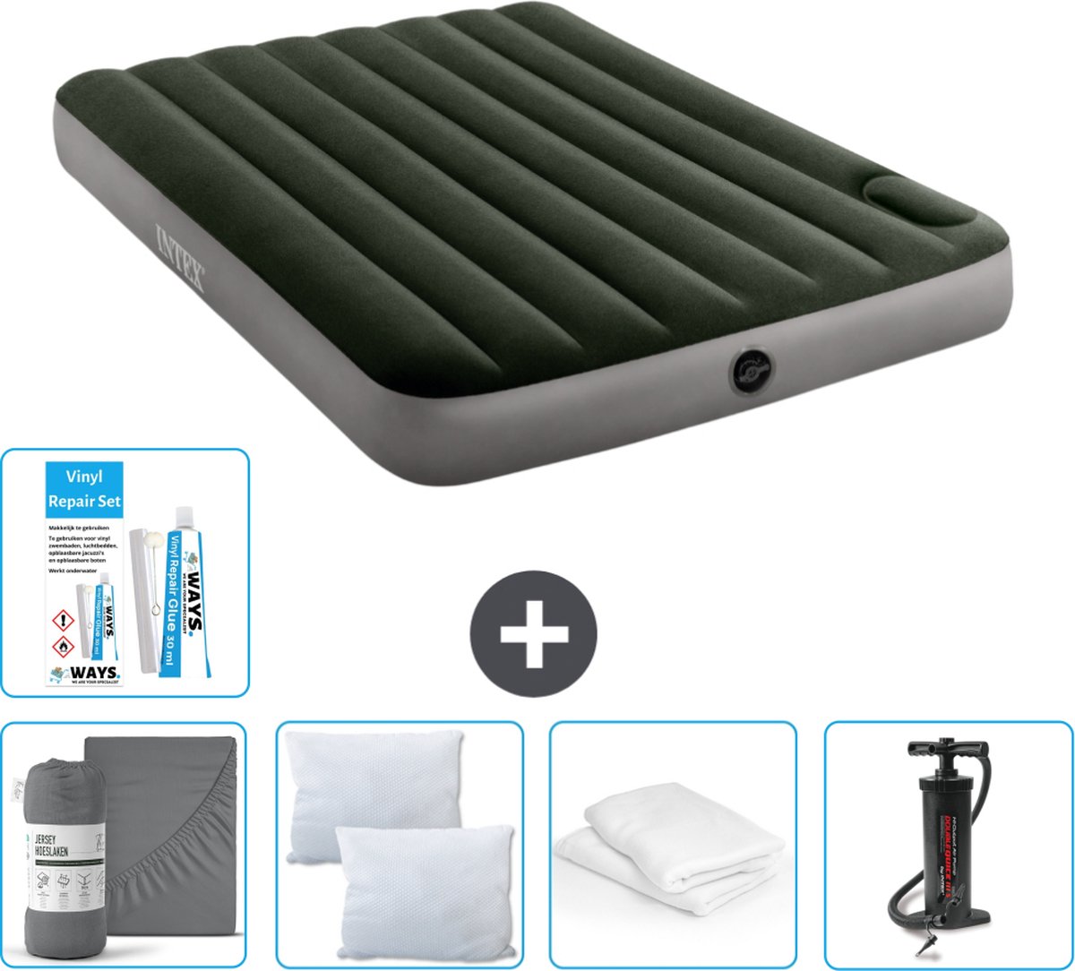 Intex Luchtbed - Twijfelaar - 137 x 191 x 25 cm - Groen - Accessoires CB9