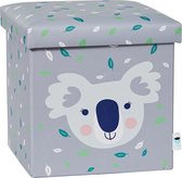 Kruk met opbergruimte - Kruk van hoogwaardige stof - Comfortabel en extra stabiel - Grijs met koala - 35x35 cm
