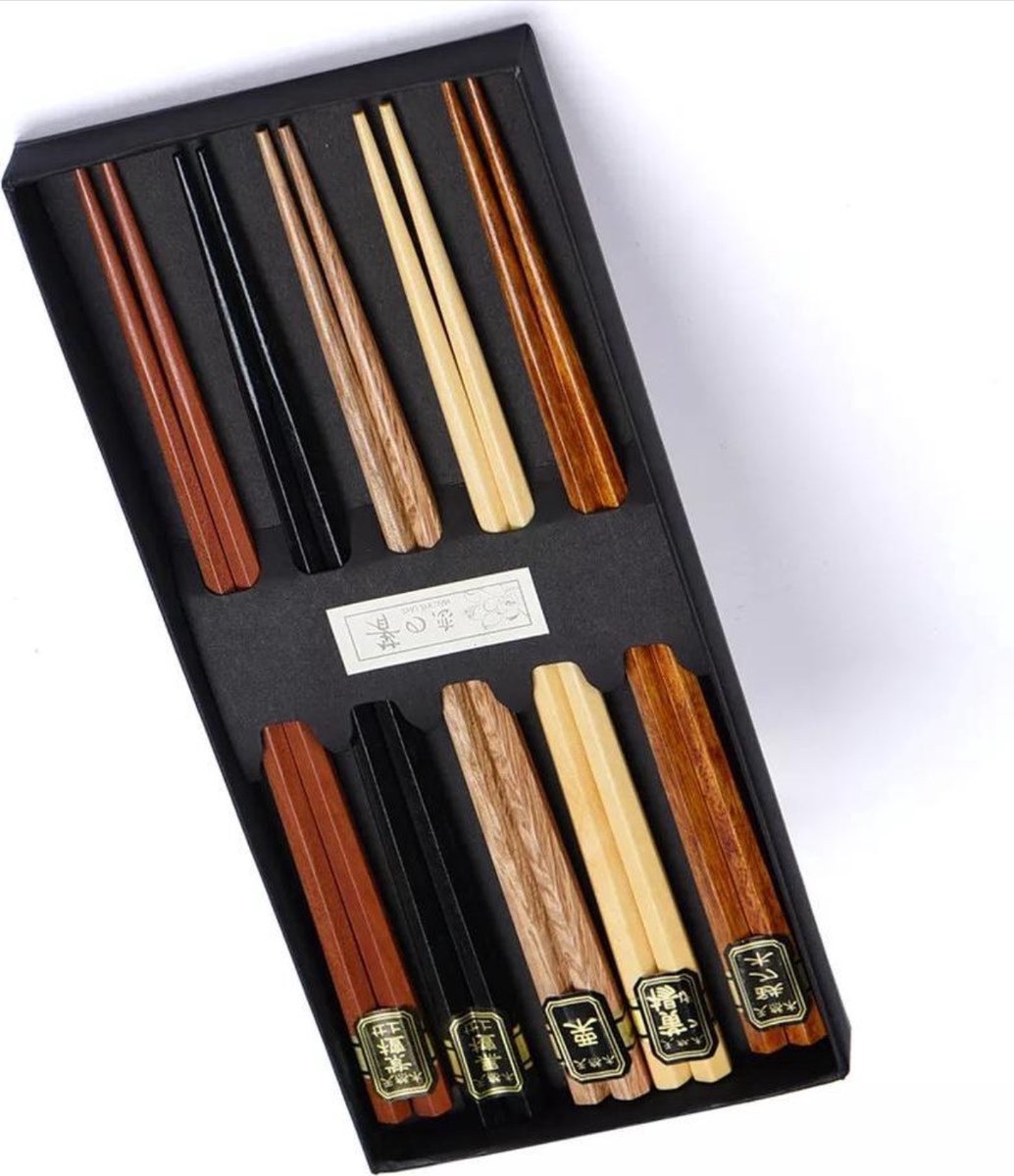 CHPN Chopsticks Eetstokjes Houten chop sticks Bestek 5 paar Eetstokjes Japanse eetstokjes. Sushi Etentje Sashimi Eten Aziatisch
