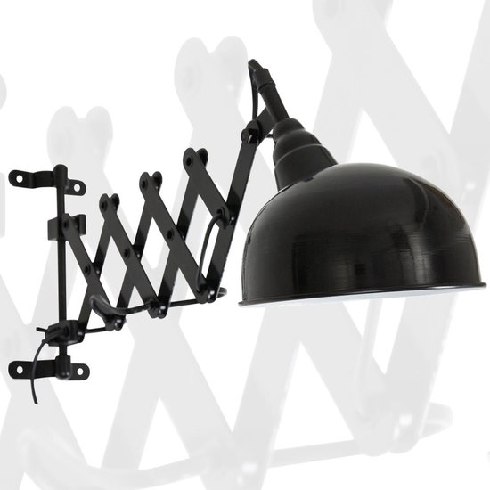 Schaarlamp Yorkshire met kantelbare reflector | 1 lichts | zwart | metaal | Ø 17 cm | 61 cm | wandlamp | modern / industrieel / sfeervol design