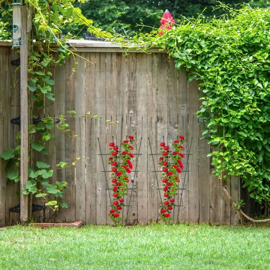 6x Klimplantenrek metaal, plantenrek voor in de tuin, plantensteun voor klimplanten, groot, 180 x 50 cm, trellis, zwart