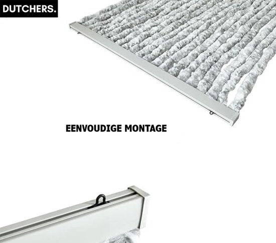 Dutchers.® Deurgordijn - Deurhor - Kattenstaart Vliegengordijn - Deurgordijn - Vliegengordijn - Insectengordijn - Grijs - 100x230 Cm van Dutchers — afbeelding 2
