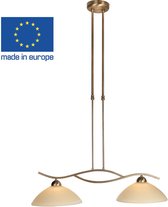 Hanglamp Capri | 2 lichts | brons / bruin / geel | glas / metaal | in hoogte verstelbaar tot 125 cm | Ø 50 cm | eetkamer / eettafel lamp | modern / sfeervol design