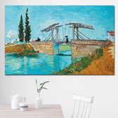 Allernieuwste.nl® Canvas Schilderij Vincent Van Gogh - DE BRUG VAN LANGLOIS BIJ ARLES - Kunst aan je Muur - postimpressionisme, expressionisme - Kleur - 40 x 65 cm