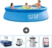 Intex Rond Opblaasbaar Easy Set Zwembad - 305 x 76 cm - Blauw - Inclusief Solarzeil - Zoutwatersysteem - Zwembadfilterpomp - Zwembadzout
