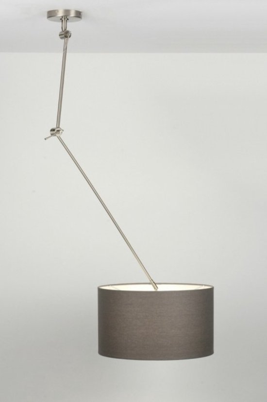 Lumidora Hanglamp 30007 - BRISBANE - E27 - Grijs - Taupe - Textiel - ⌀ 45 cm