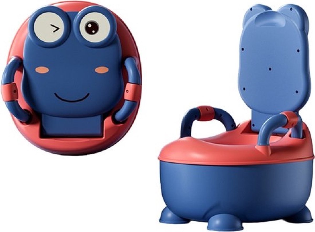 WC Potje voor Peuters | Kindertoilet Plaspot | Plaspotje Kind met Deksel | Draagbare WC verkleiner Toiletverkleiner voor Zindelijkheidstraining | Blauw / Rood