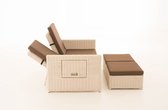 Clp Ancona - Canapé lounge - Poly-rotin 5mm - Couleur rotin couleur blanc perle revêtement couleur: brun terra