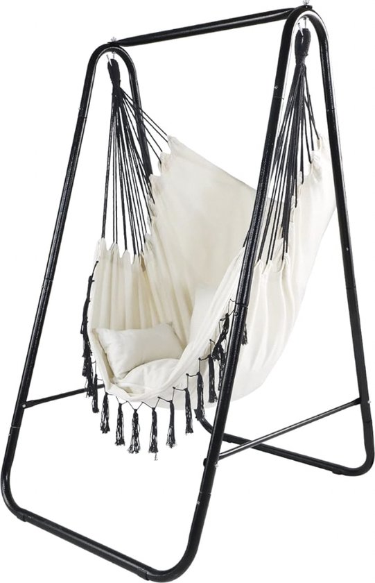 Stellar Hangstoel - Hangschommel - Schommels - Tuin - Hangstoel met Frame - tot 100KG - Binnen en Buiten - 3 kussens