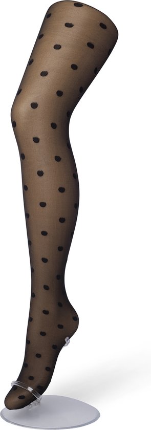 Bonnie Doon Collant Femme Dot 30 Deniers Zwart Taille L/XL - Collant Chique - Motif Pois - Bord Large - Comfort - Pois - Imprimé Pois - Collant Petits Pois - Festif - Noir - BP201910.1