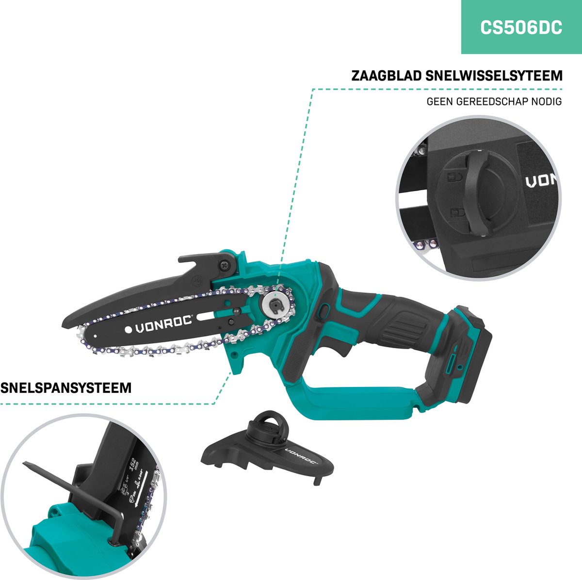 VONROC Mini Kettingzaag 20V – 152mm - Zonder accu en snellader – foto 5