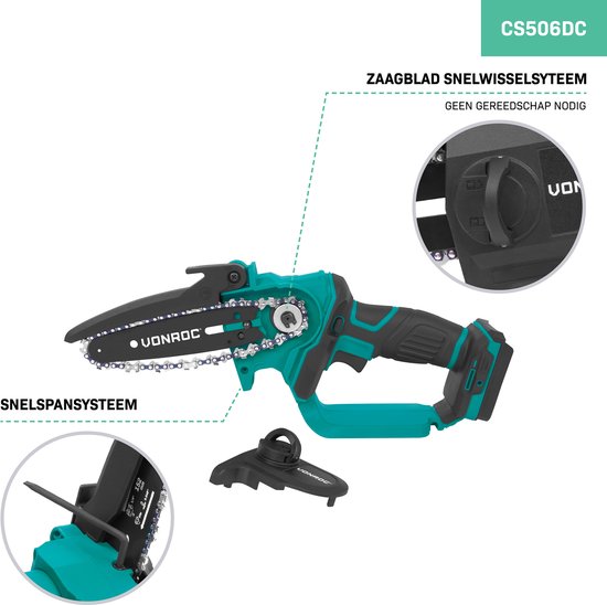 VONROC Mini Kettingzaag 20V - 152mm - Zonder accu en snellader van VONROC — afbeelding 5