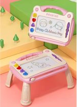 Magic Sketchpad - Tableau de coloriage pour enfants - Planche à dessin portable et réinscriptible en rose, dotée de pieds pratiques pour une utilisation verticale, parfaite pour que les enfants apprennent à dessiner et à écrire.