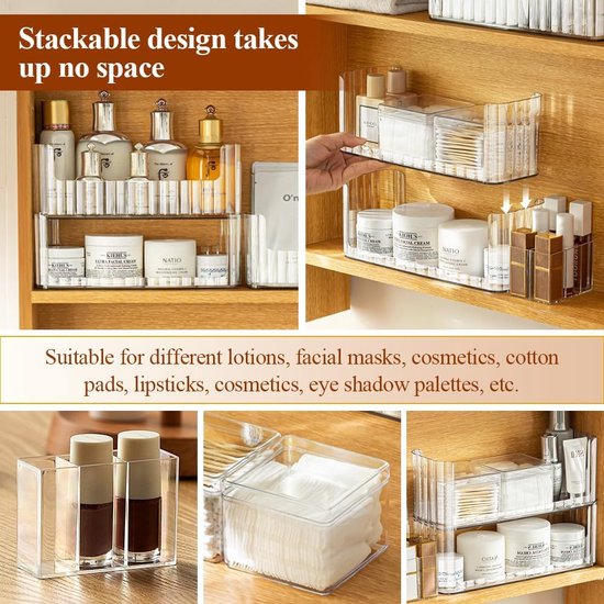 Make-up organisator Cosmetische make-up organisator Opbergdoos Stapelbare cosmetische borstel Make-up opbergdoos Acryl Cosmetische huidverzorging organisator voor accessoires Sieraden