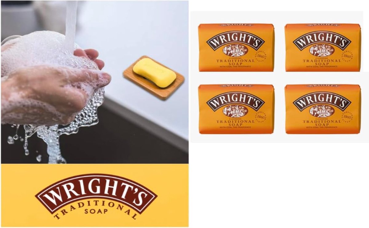 Savon Traditionnel Au Goudron De Houille Wright's - Lot De 4 Pour 3, 100g Chacun, Végan UK