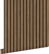 ESTAhome behang houten wandpanelen 3d bruin - 139609 - 0.53 x 10.05 m